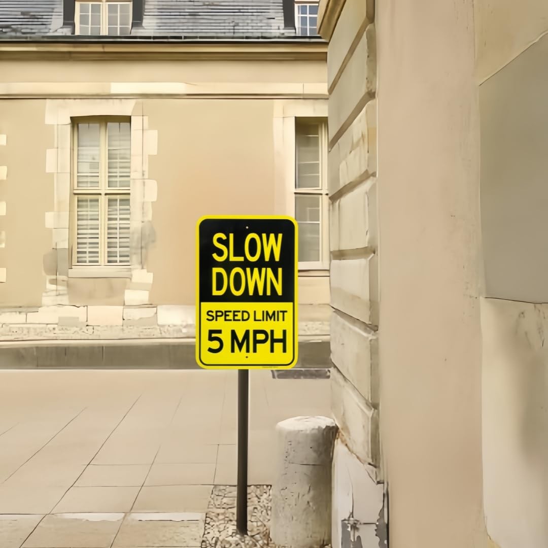 2 Pack 18×12 Inch Slow Down Speed Limit 5MPH Sign Heavy Duty Aluminum Metal Sign