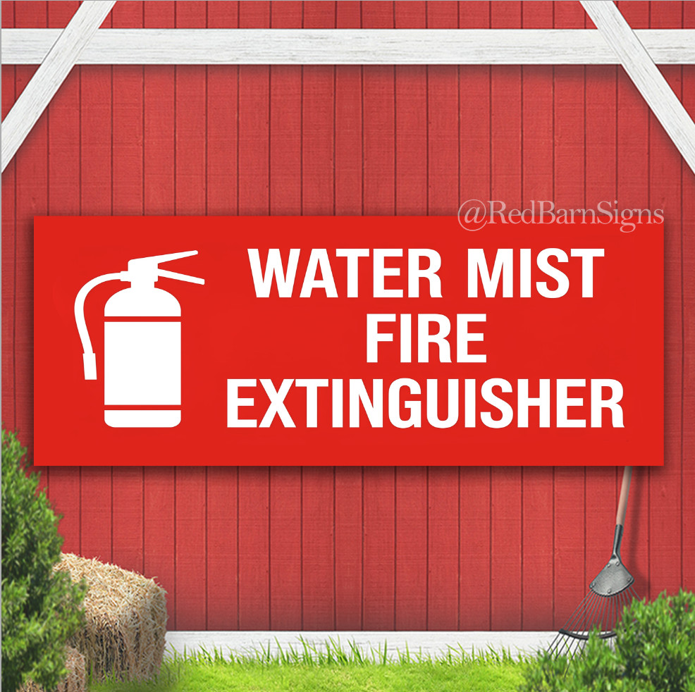 Fire Safety Sign Fire Extinguisher Water Mist Indoor Outdoor Banner Sign