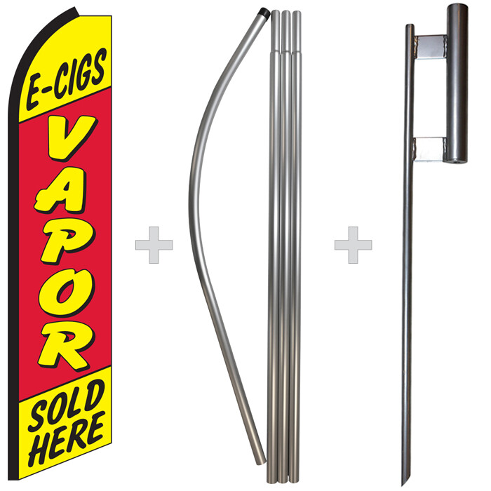 E-Cig Vapor Sold Here 15&prime; Tall Swooper Flag & Pole Kit Feather Super Banner