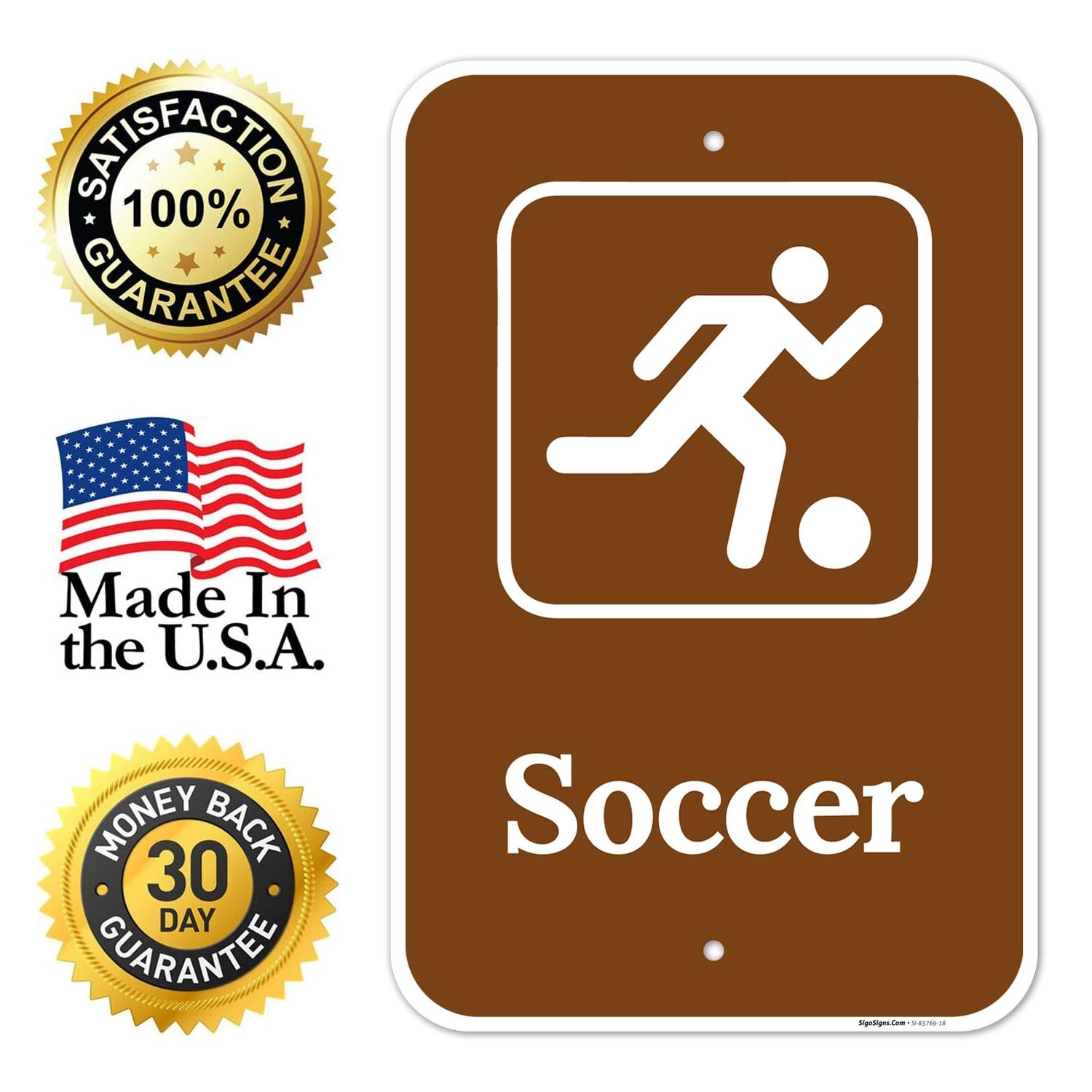 Soccer with Graphic Sign, 12×18 Inches, 55 mil Thick HDPS (high Density polys…