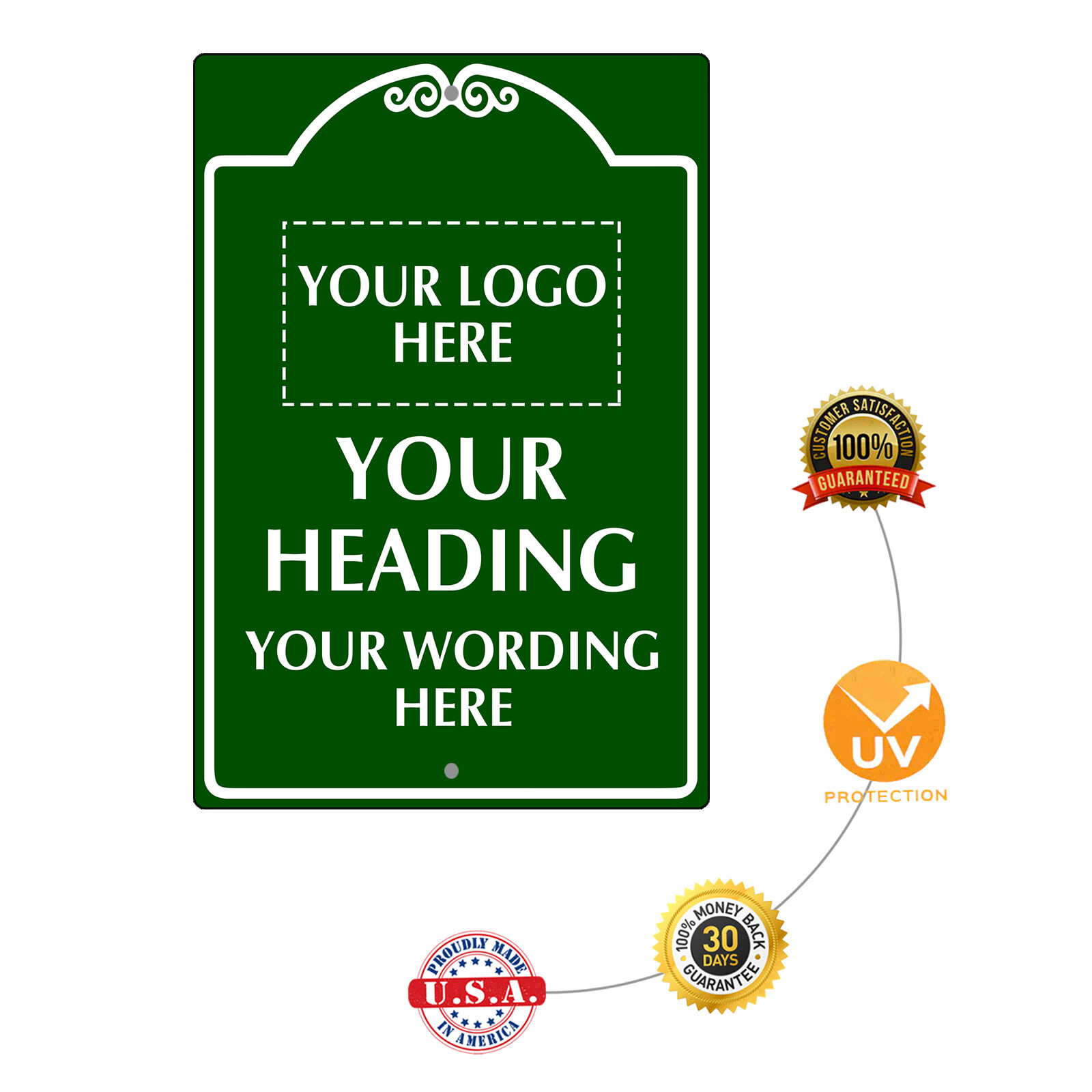 Custom Sign Your Logo Your Heading Your Wording Sign Notice Aluminum Metal Sign