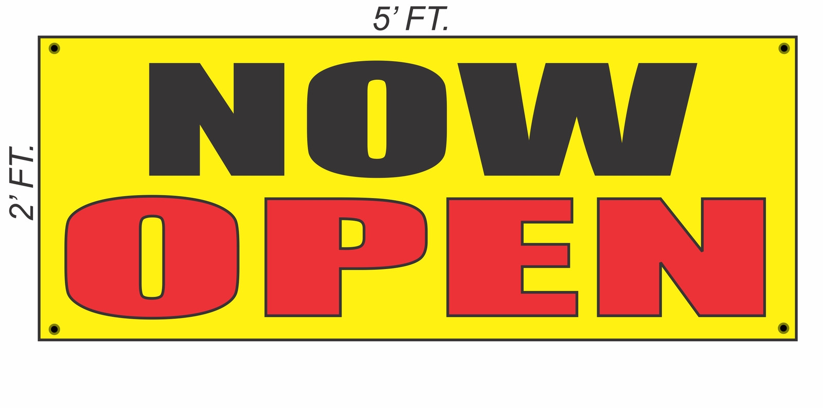 NOW OPEN Banner Sign Yellow with Red & Black