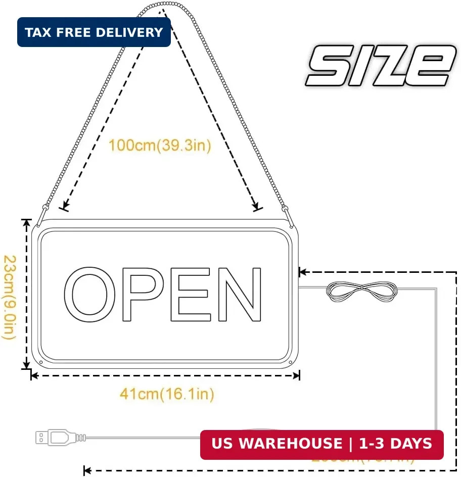 Open Signs for Business, COB Chip LED Neon Open Sign, 16&Prime;x 9&Prime; Bright Electric Li