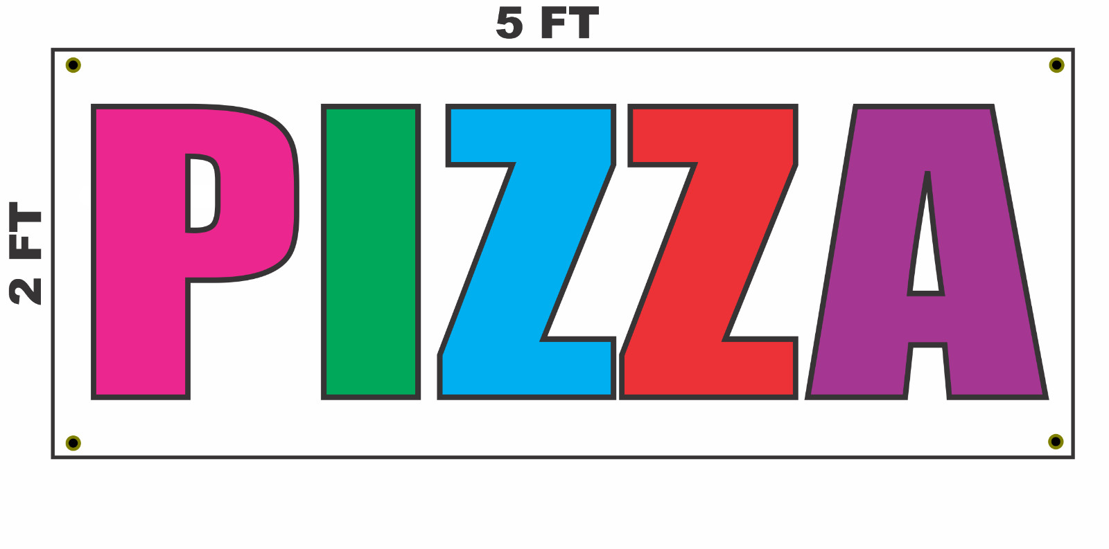 PIZZA Multi-colored Banner Sign 2×5 for Italian Pizza Shop or Convenience Store