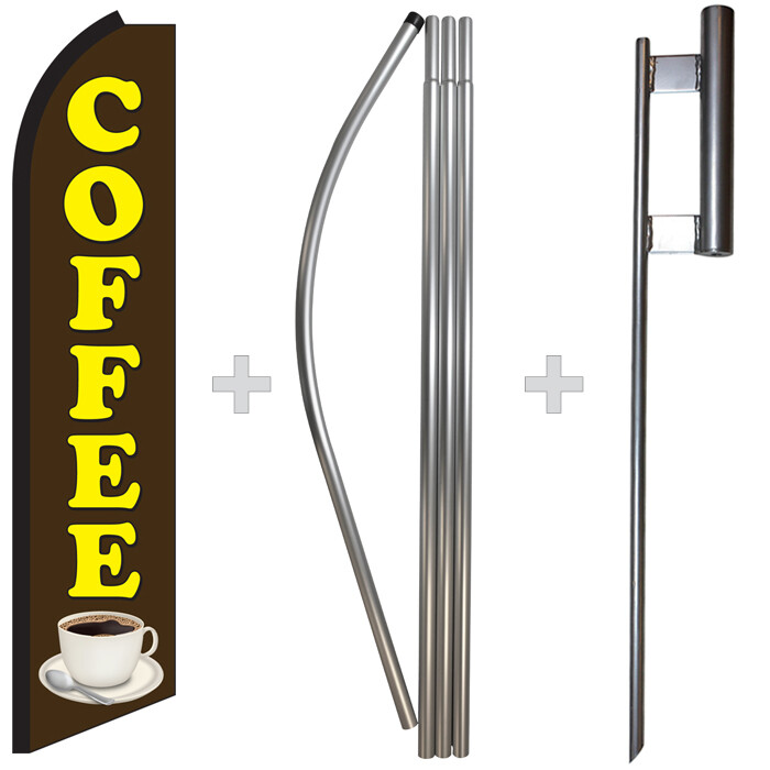 Coffee 15&prime; Tall Swooper Flag & Pole Kit Feather Super Banner