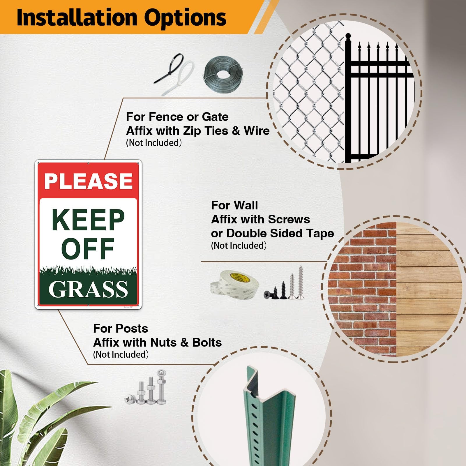 2 PCS 10×14 Inch Keep Off Grass Sign Reflective Aluminum Yard Waterproof Decor