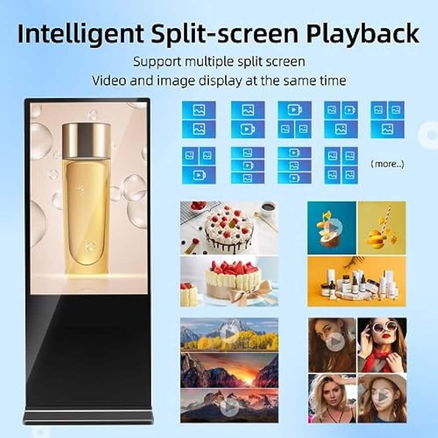 Indoor Floor Standing Digital Signage 1080P LCD Screen Advertising Display Kiosk