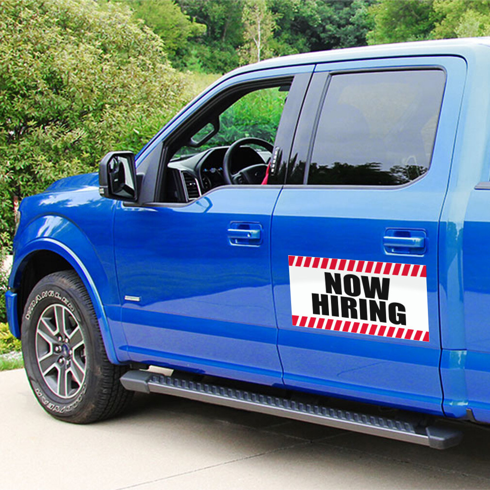 Car Magnet Set of 2 Now Hiring Business E Car Advertising Industrial Sign