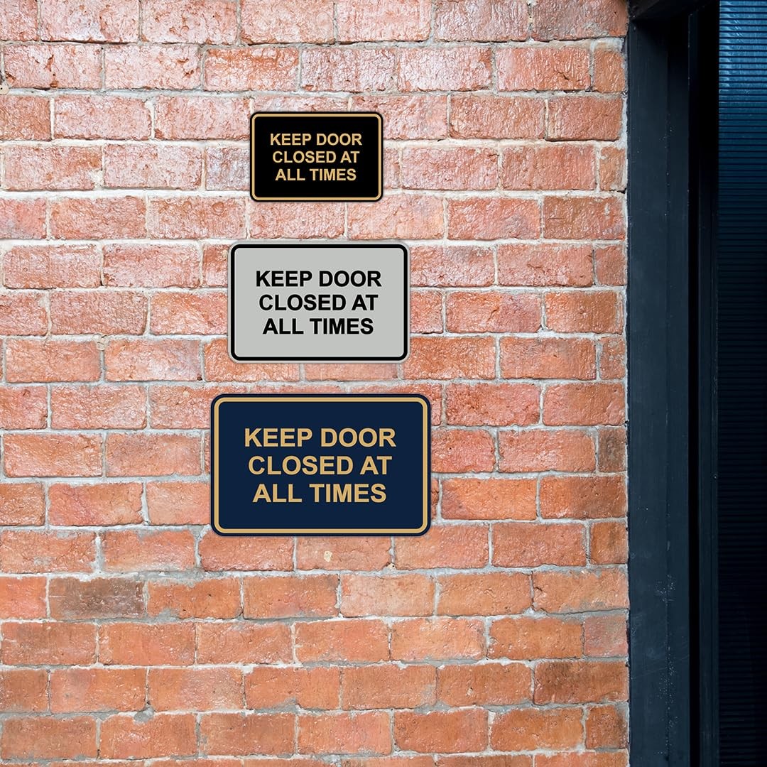 2 Pack Small Red Classic Framed Keep Door Closed At All Times Sign
