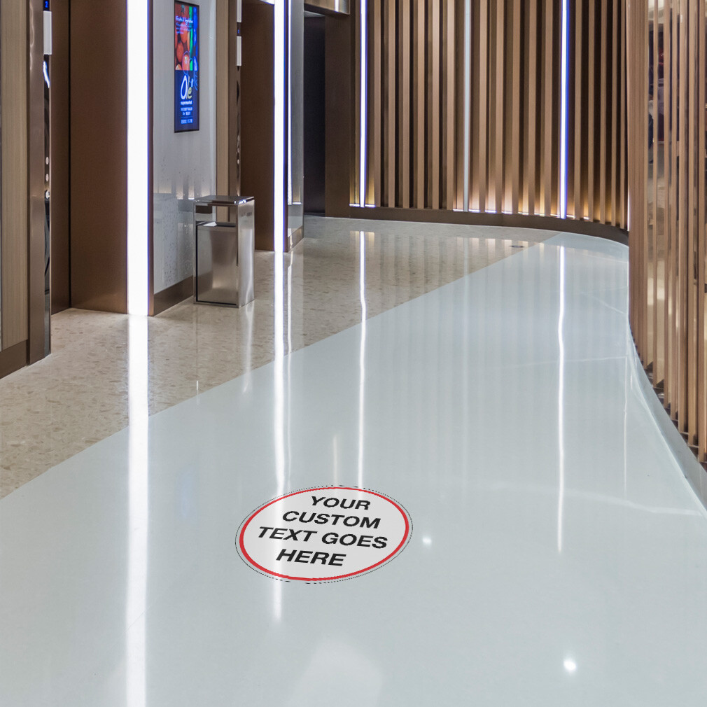 Signs Floor Decals Your Custom Text Goes Here Black Anti-Slip Round Shape B