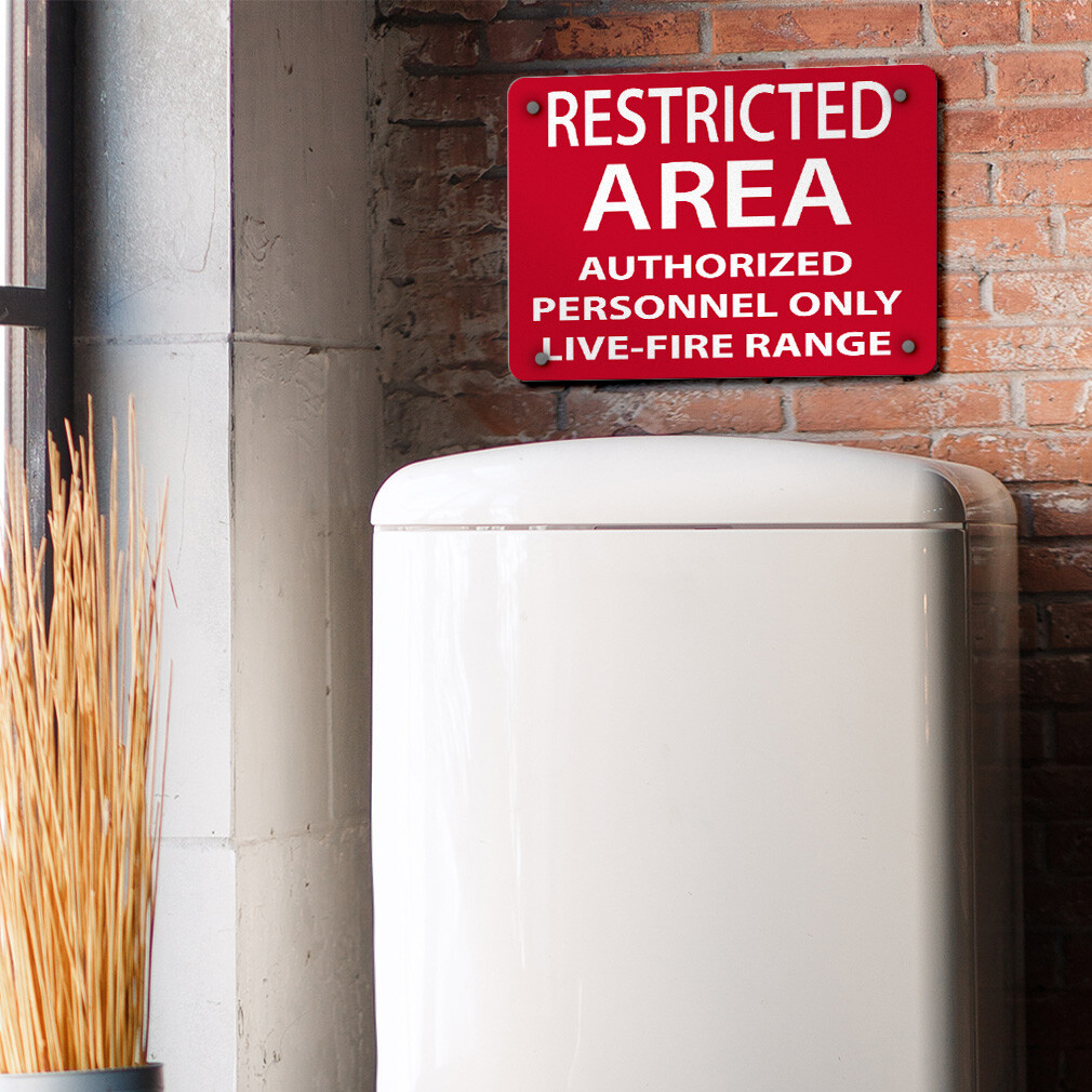 Horizontal Metal Sign Restricted Area Authorized Personnel Only Live-Fire Range