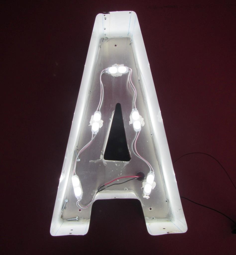 « A  » Front Lit 11&Prime; x 19&Prime; Channel Letter Sign 12V White LED Mesh Acrylic Front
