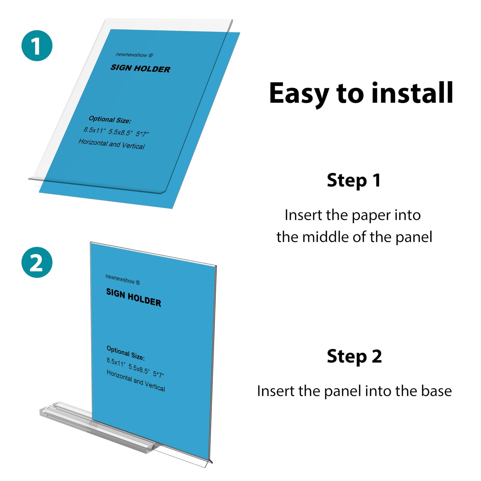 newnewshow Acrylic Sign Holder 11×8.5 Inch 3 Pack Horizontal T 3pack