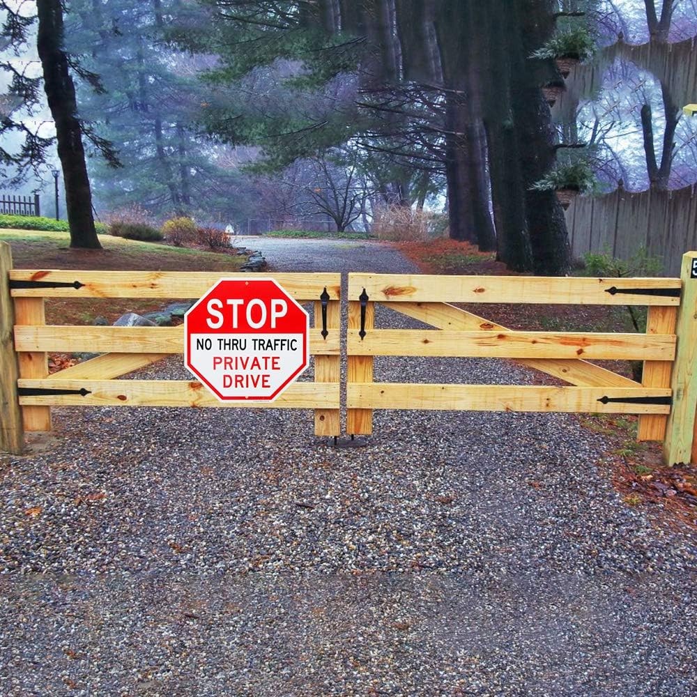 2 Pack No Thru Traffic Private Drive Sign 12×12&Prime; Alumin Reflective Sign Driveway