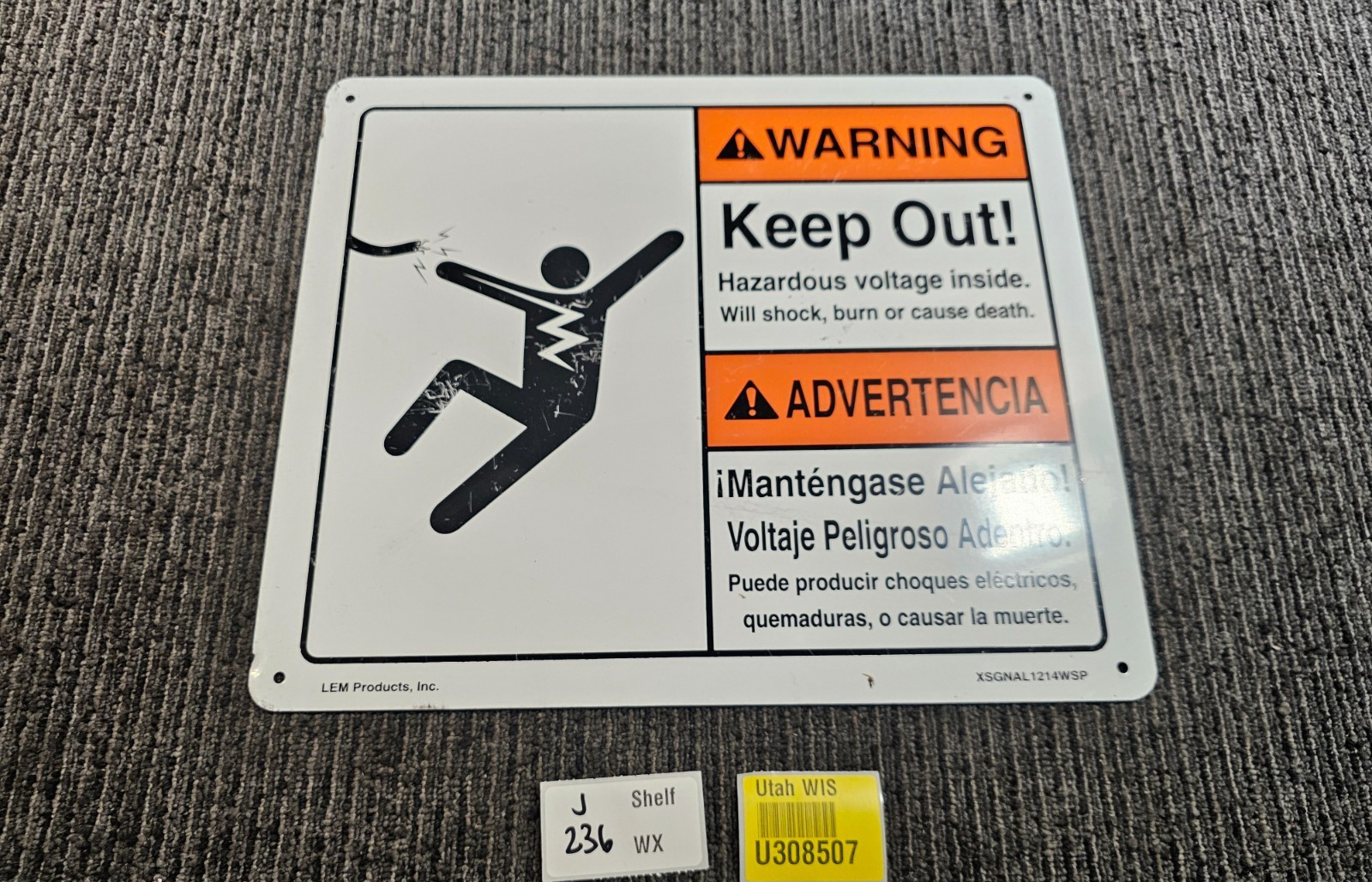 (QTY 3) LEM Products Inc. XSGNAL1214WSP 12&Prime; x 14&Prime; Warning Sign Bilingual Signage