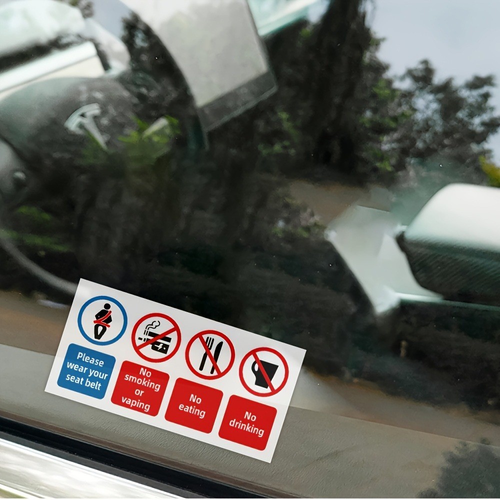 2x Matte PVC Car Sticker fits Rental Vehicles,Seat Belt Reminders,Vehicle Safety