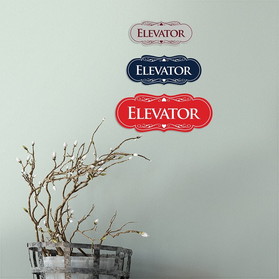 Designer Elevator Sign Black/Silver – Large 1 Pack