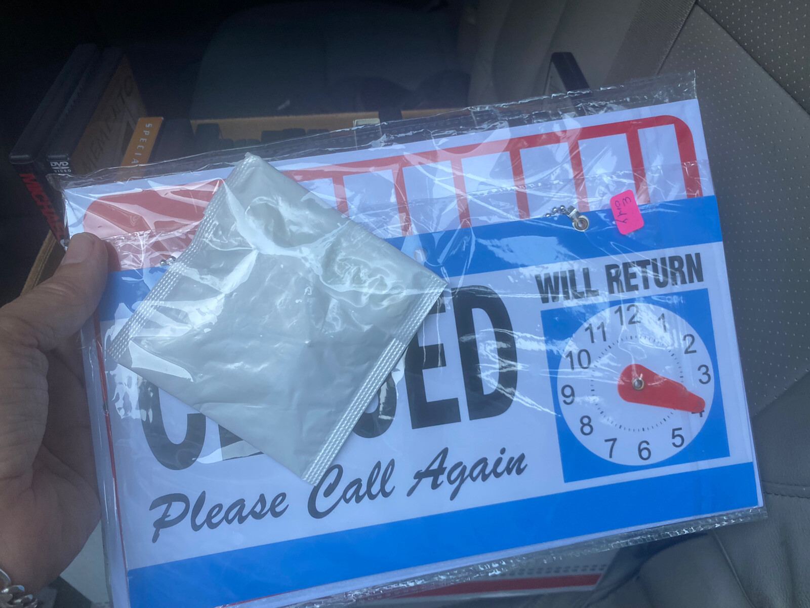 Double Sided « OPEN/CLOSED Please Call Again » w/ Chain sign 11.5 x 6