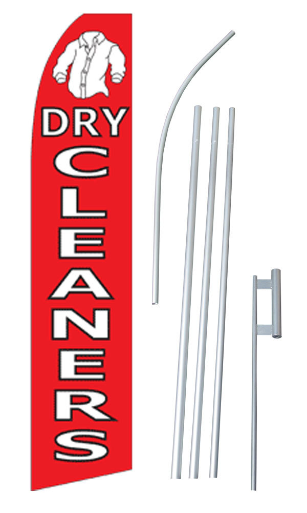 Dry Cleaners Red/White Swooper Flag Bundle
