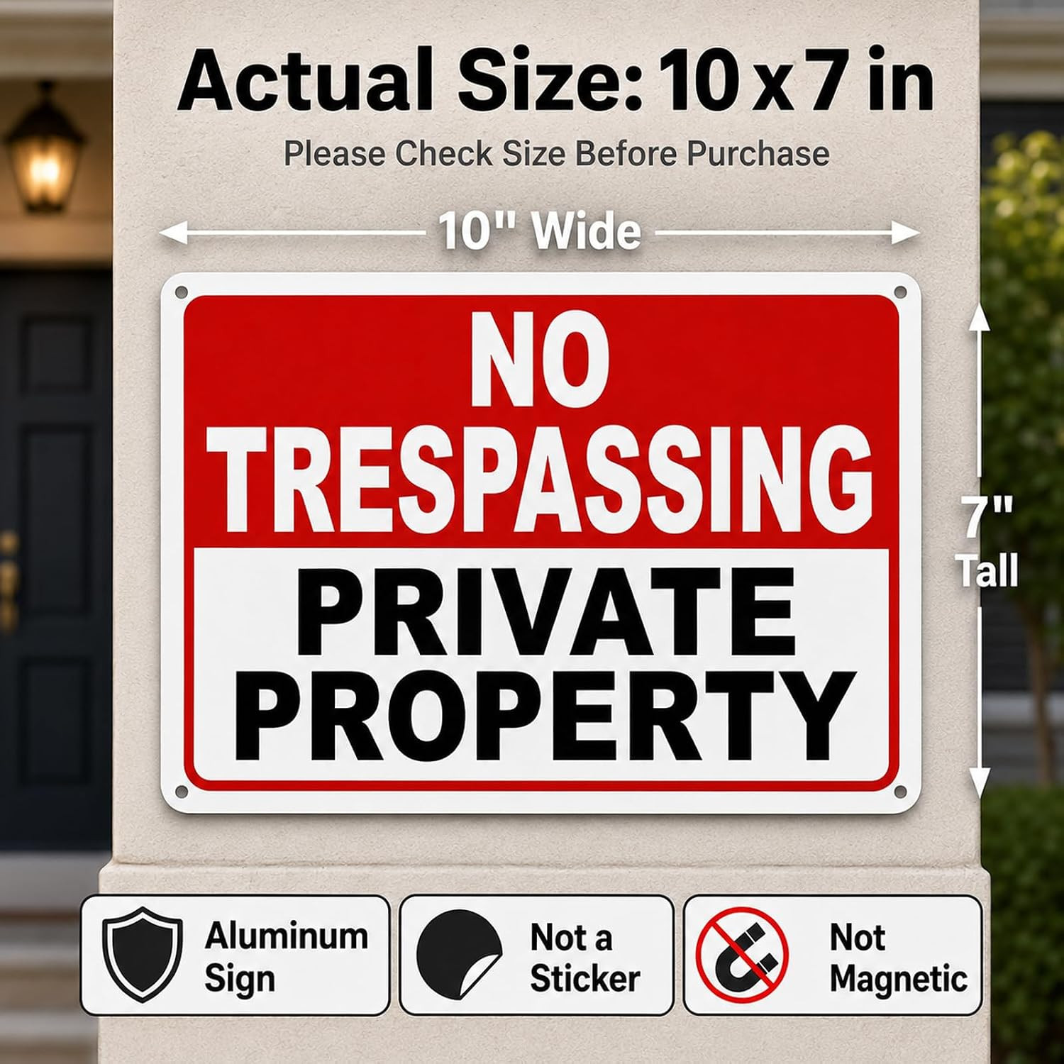 2 Pack No Trespassing Signs Private Property – 10×7 Inch 40 Mil Rust Free Alumin