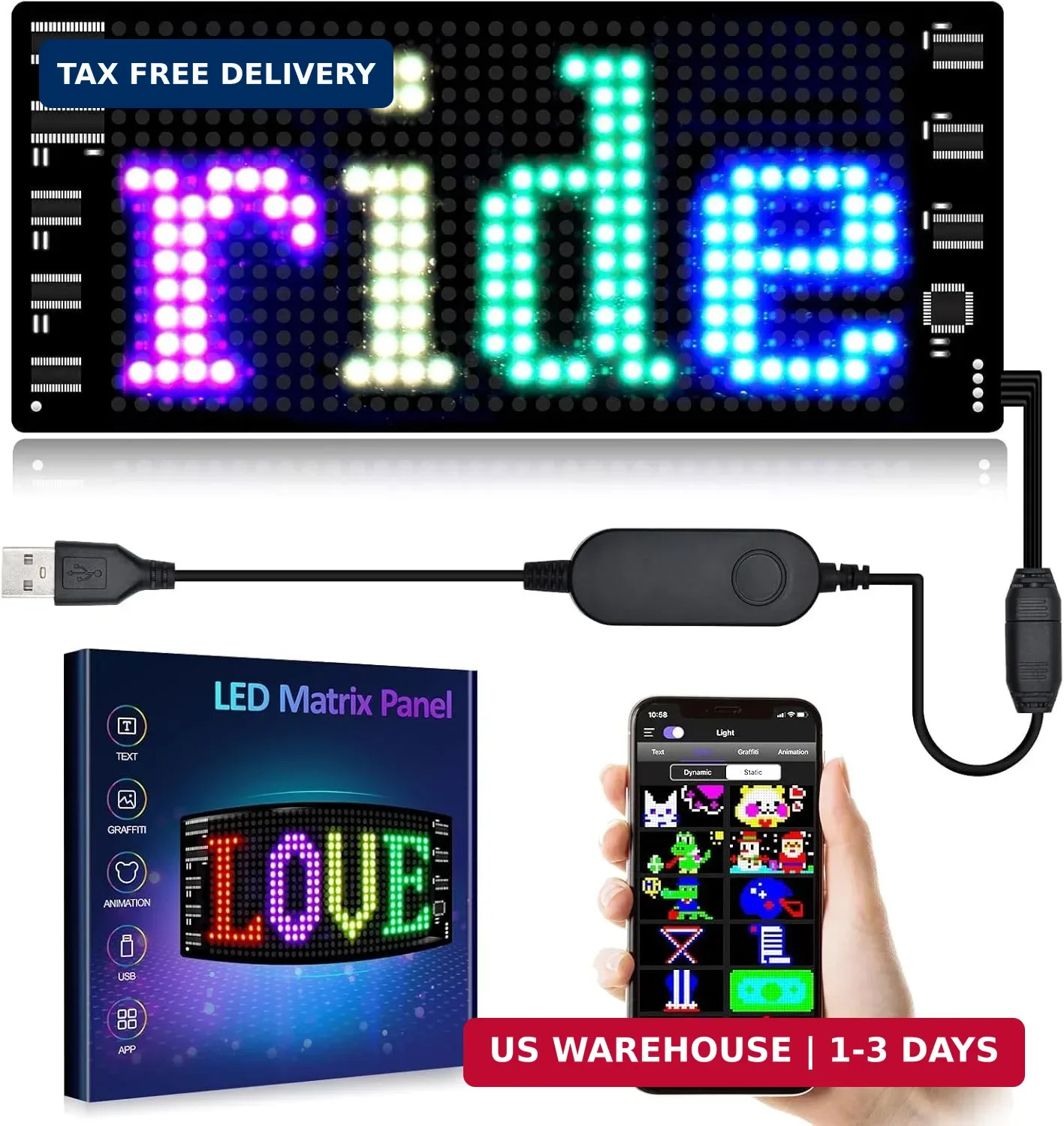GOTUS LED Light Signs for Car,Programmable Flexible LED Sign,Bluetooth APP Contr