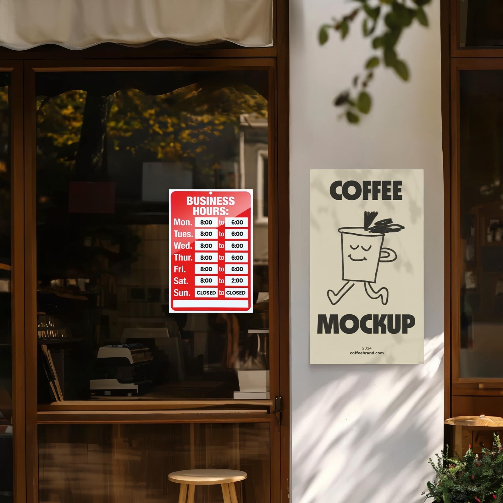 Adjustable Open Closed Business Hours Sign – 2 Pcs with Letter Number Stickers f