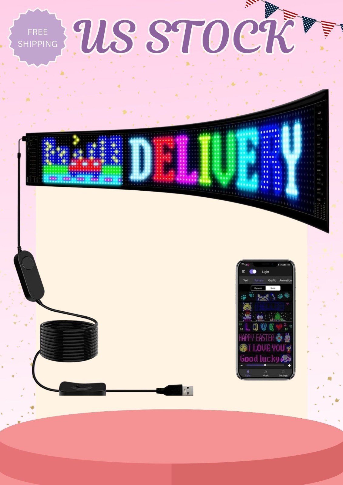 Programmable LED Message Board – 23×4&Prime; Digital Scrolling Sign with App Control