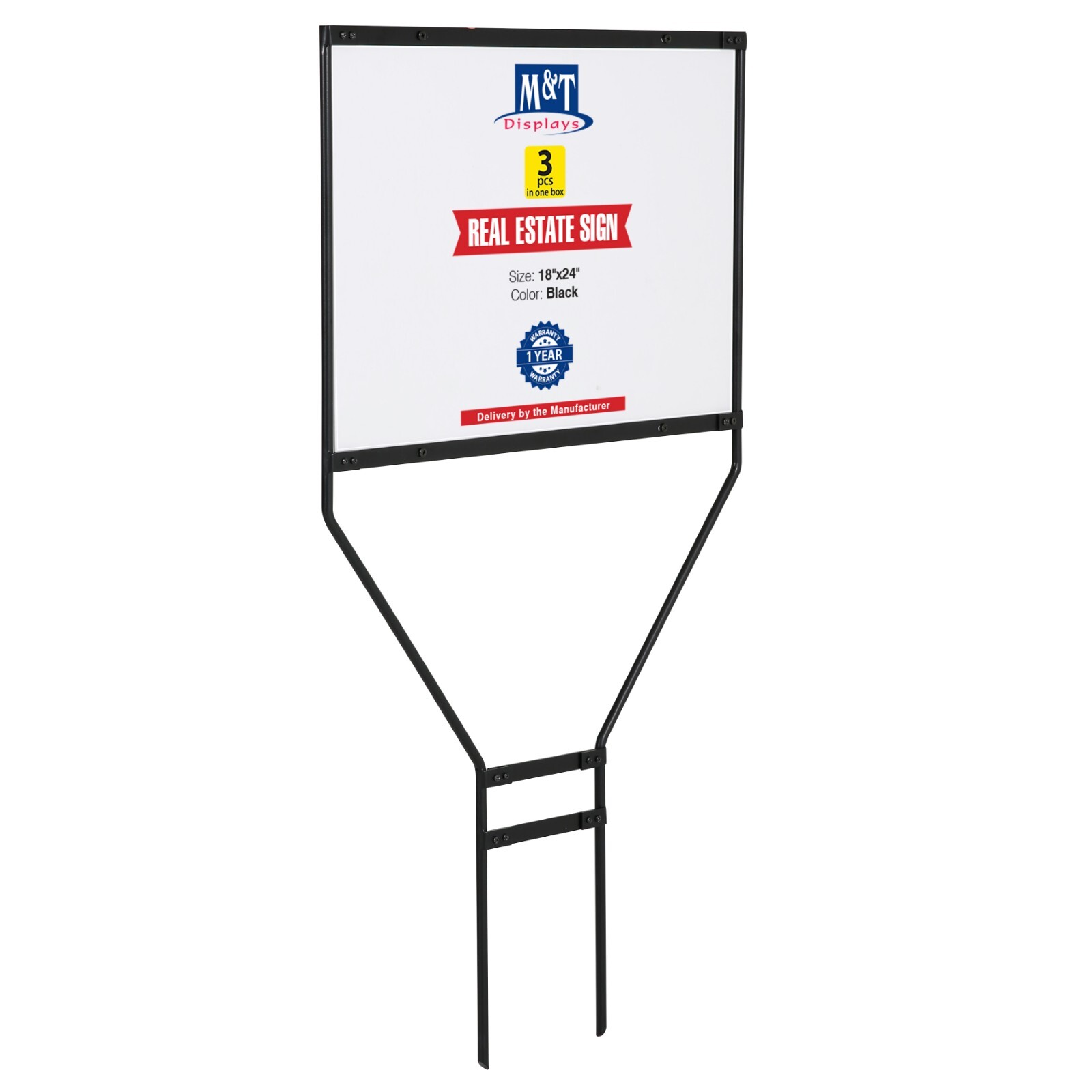Real Estate Yard Sign Realtor for Sale Banjo Open House Sign 44 Inch Black Metal
