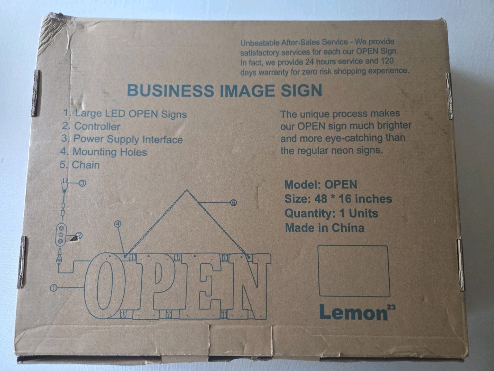 48&Prime;X 16&Prime; Large LED Open Sign with Remote Control High Bright Visibility Business