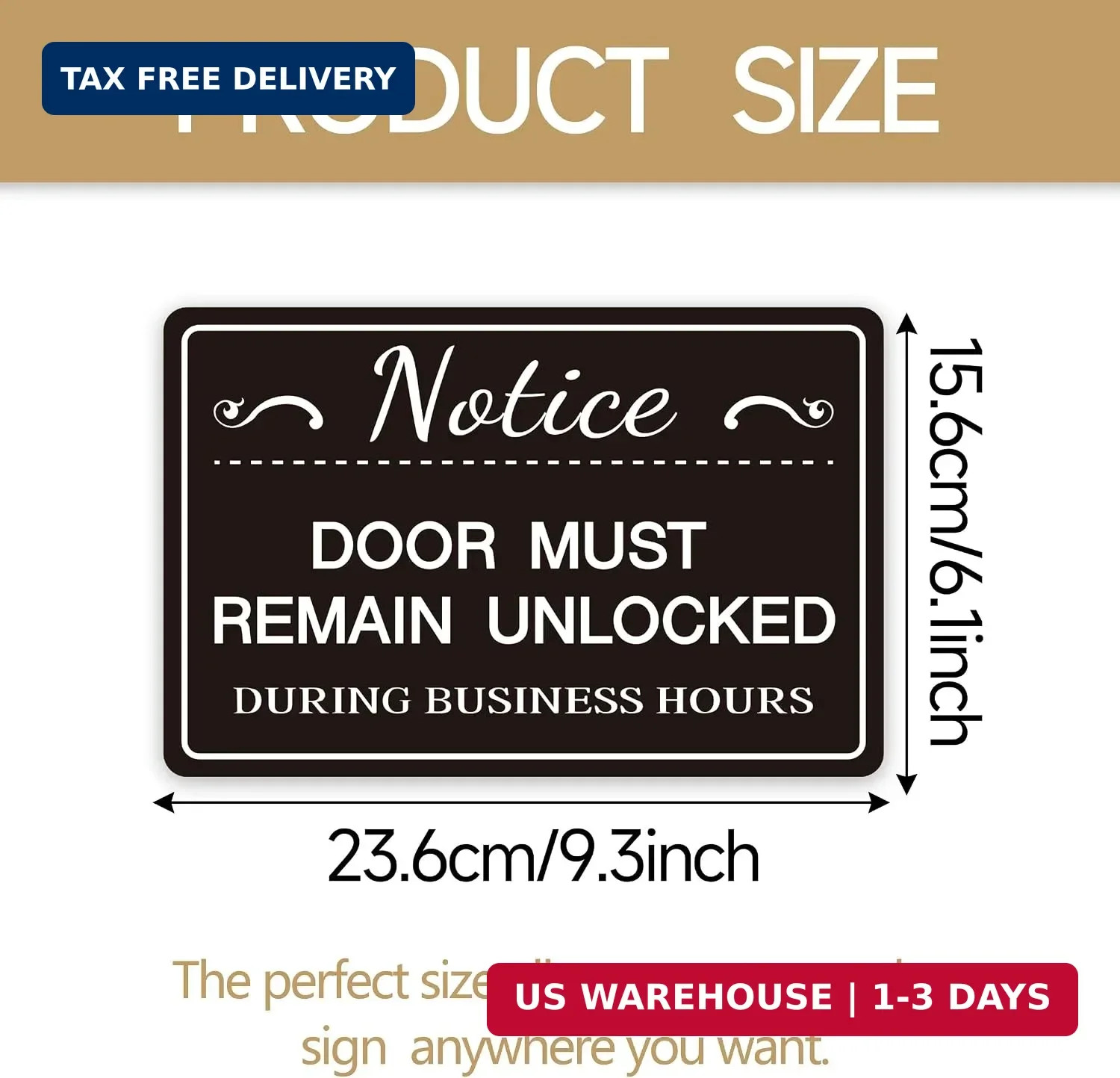 2PCS Door Must Remain Unlocked During Business Hours Sticker Sign，Self-Adhesive