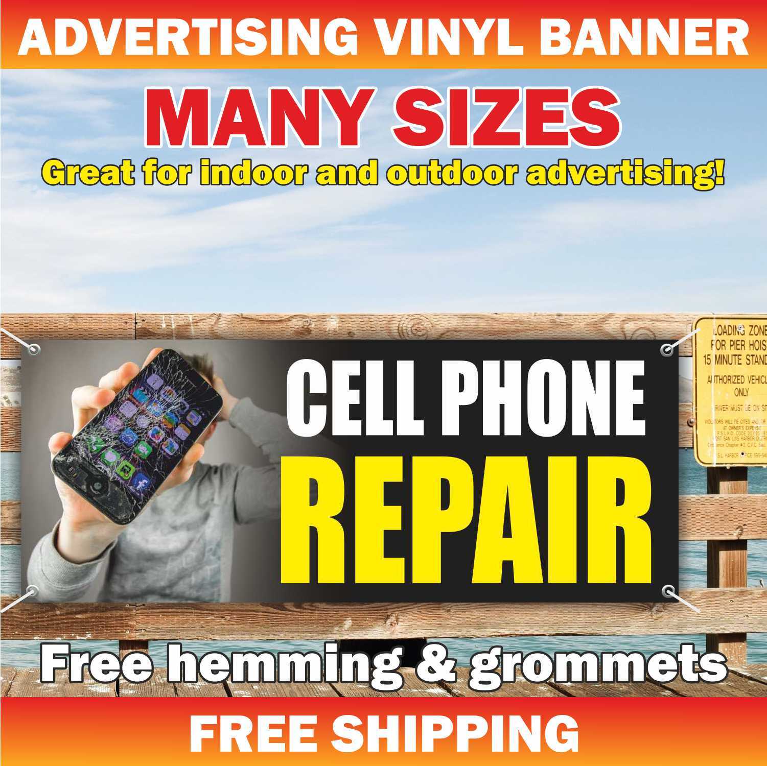 CELL PHONE REPAIR Advertising Banner Vinyl Mesh Sign unlock buy service tablets