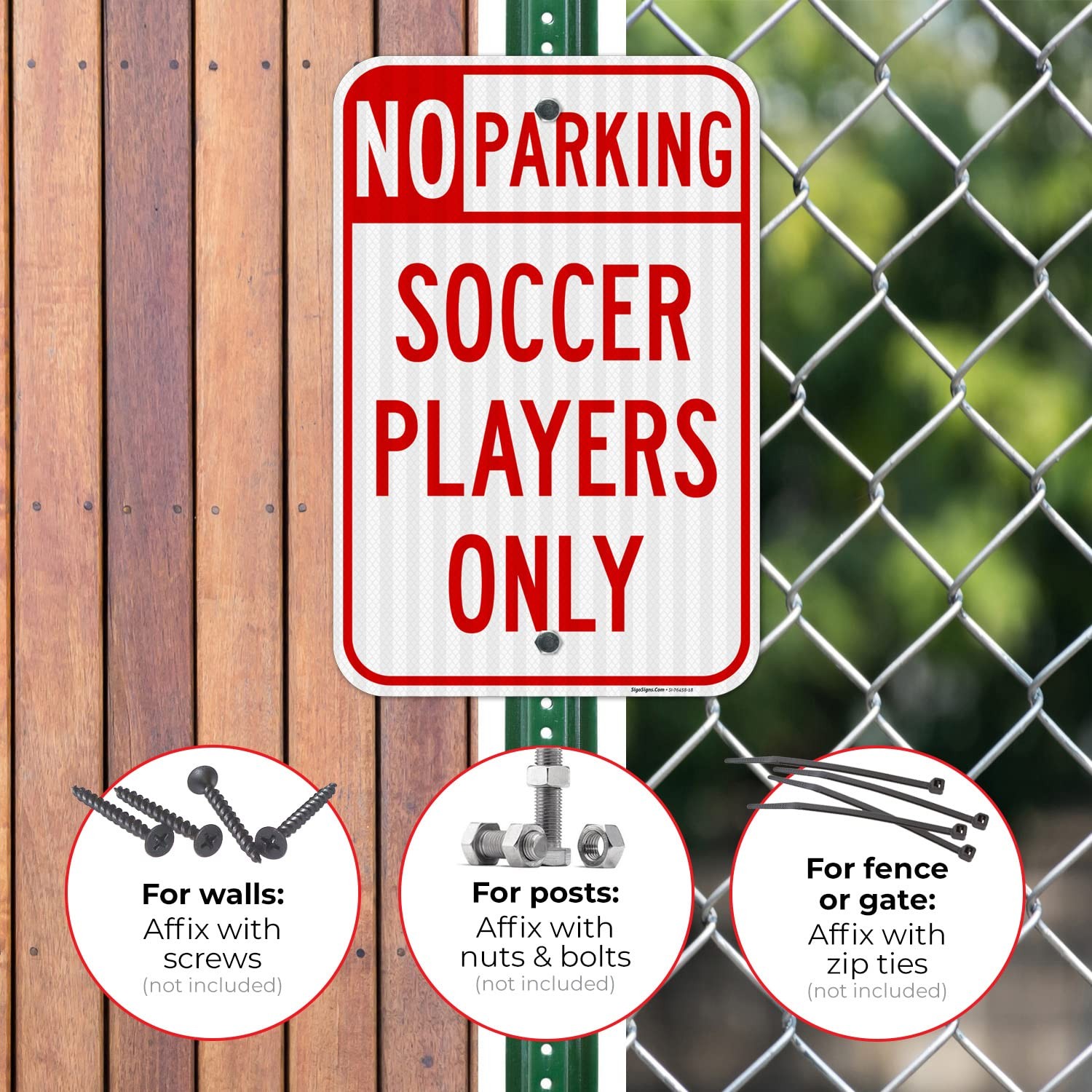 No Parking Soccer Players Only Sign, 12×18 Inches, 3M EGP Reflective .063 Alu…
