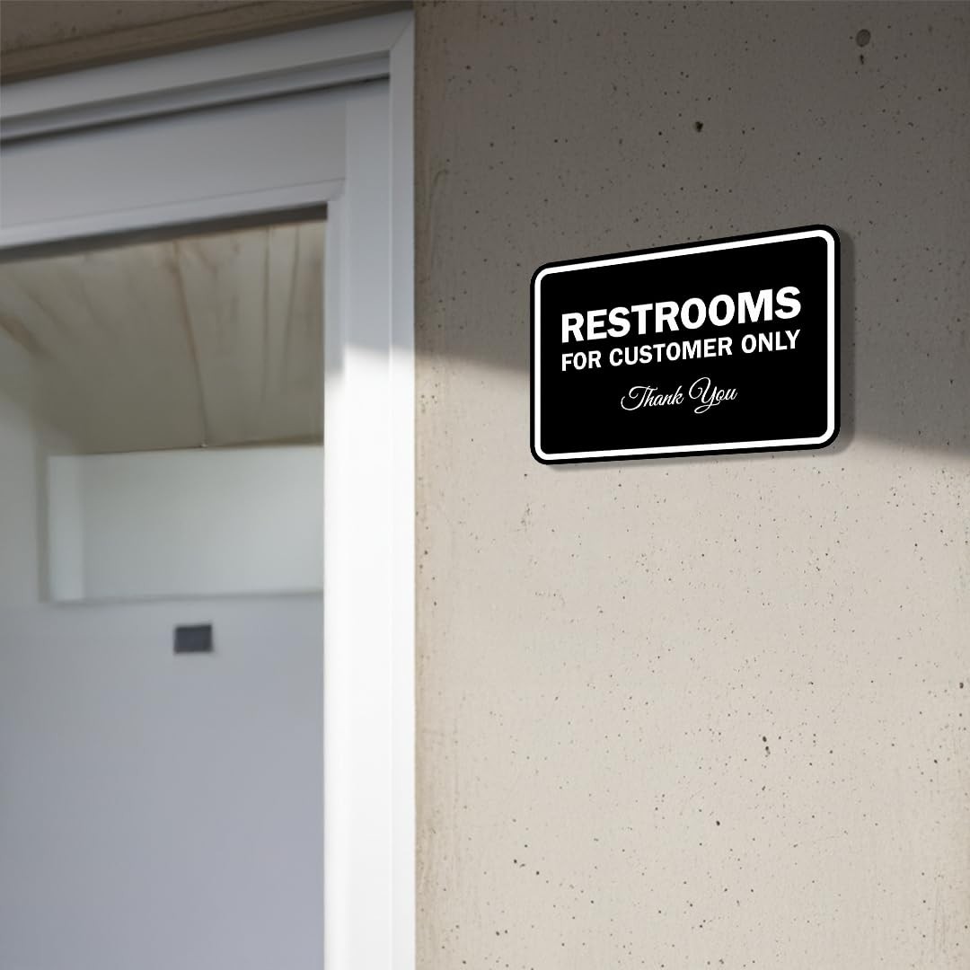 Signs Bylita Classic Framed Restrooms Customers Sign Navy – Medium 5 Pack