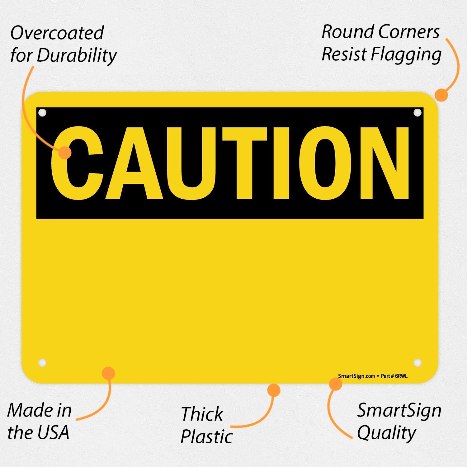 Caution Blank Write On Plastic Message Identification Warning Sign Board 7×10