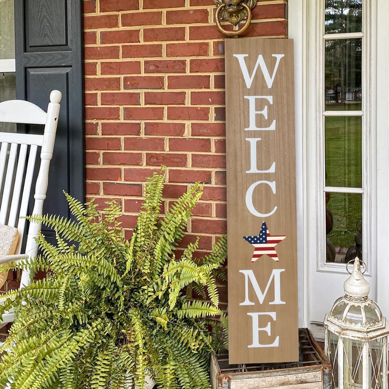 Interchangeable Wooden Porch Welcome Sign with 12 Interchangeable Icons 45&Prime;X9…