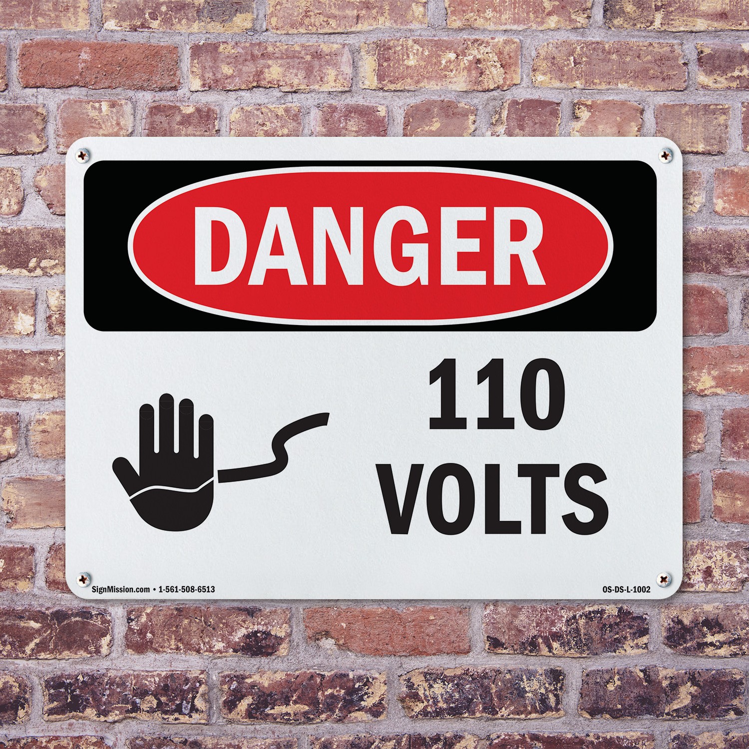110 Volts OSHA Danger Sign Metal, Plastic, Or Decal – 5 or 10 Pack
