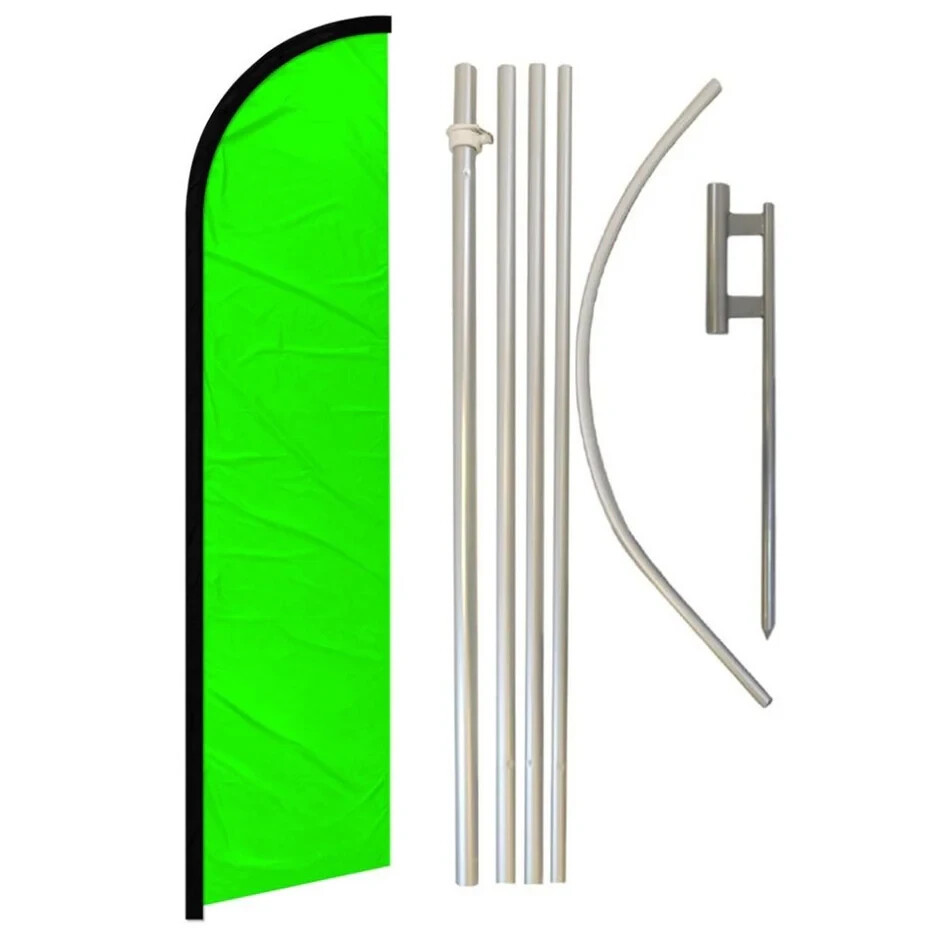 Neon Green Solid Color Windless Advertising Banner Flag & Pole Kit