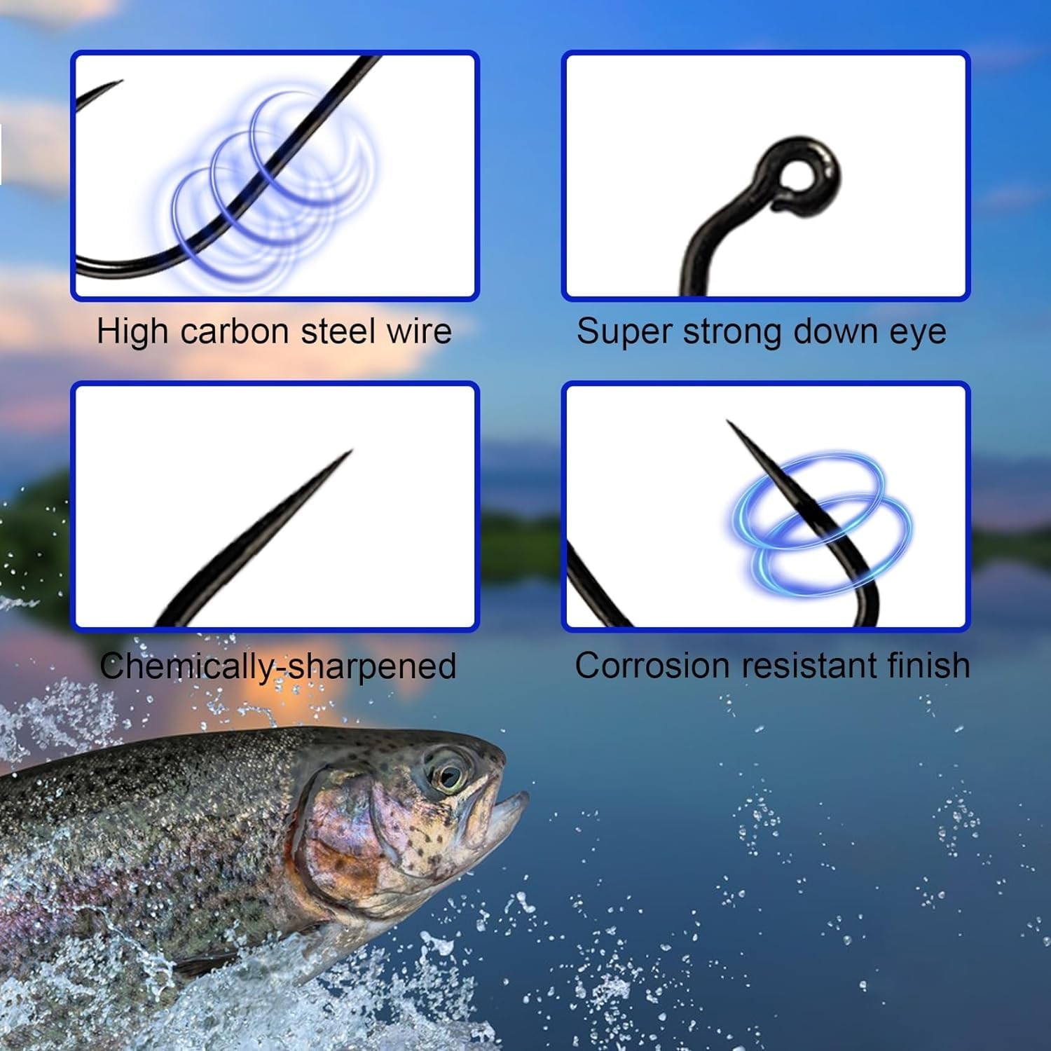 Eupheng 100pcs Barbless Fly Fishing Hooks Catch & Release Dry Nymph Shrimp Pu…