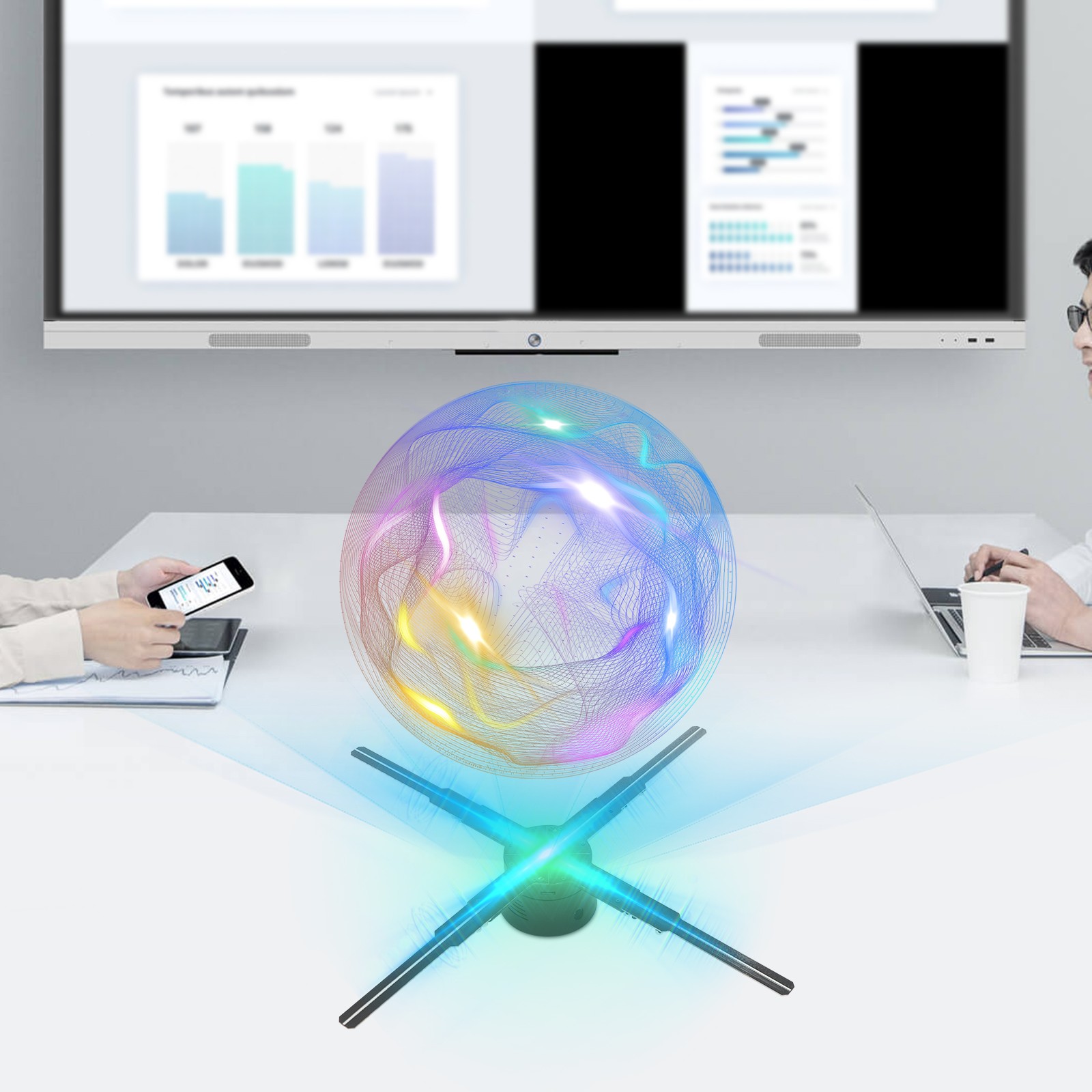 20&Prime; 3D Hologram Fan 1600*552 Remote/APP 3D Projector Fan w/552 LED Light Beads