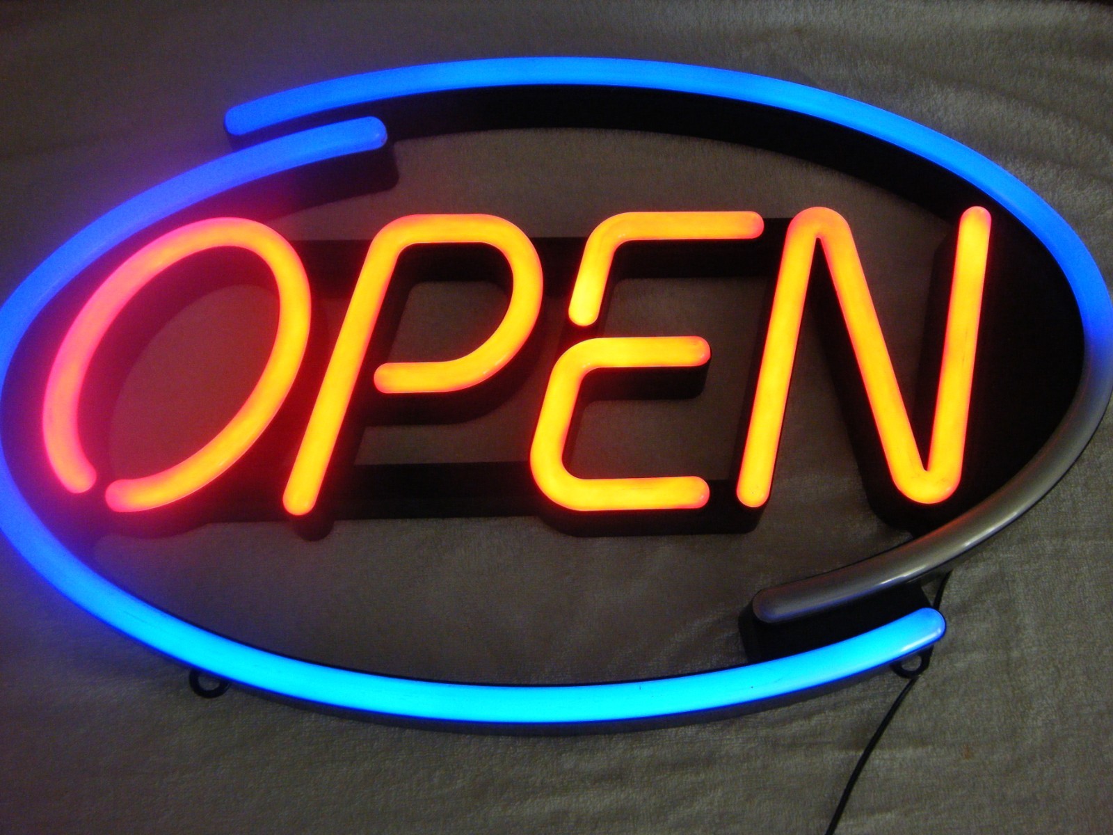 😉 ANIMATED MULTI-COLOR ILLUMINATED RETAIL COMMERCIAL OVAL OPEN SIGN 27” 3PT8