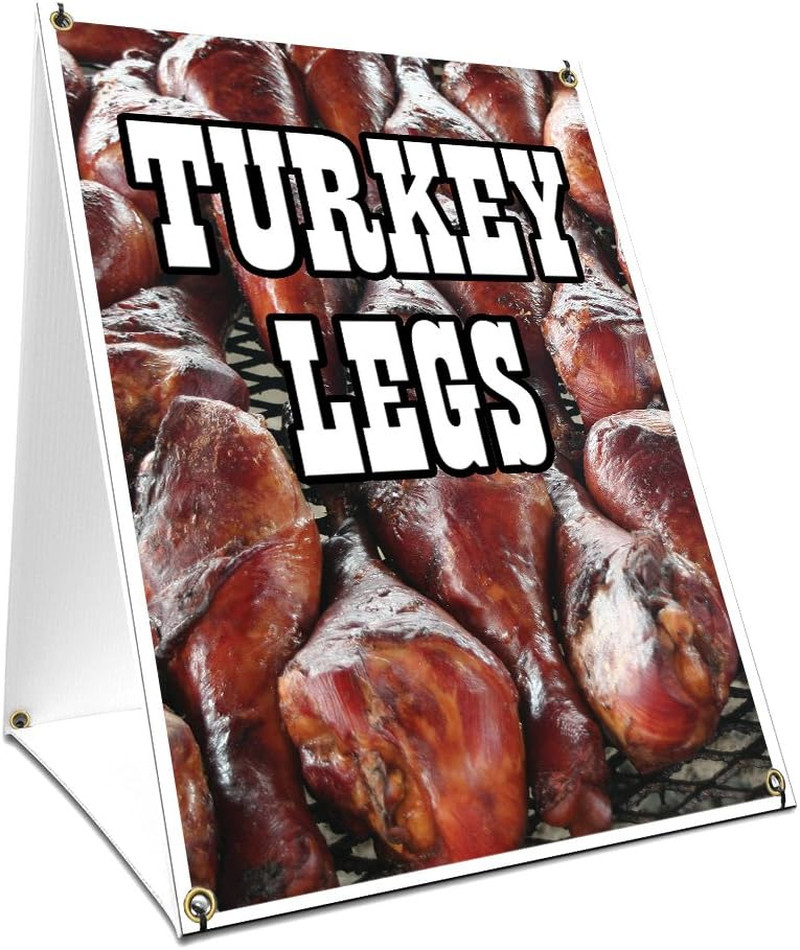 A-Frame Sidewalk Turkey Legs Sign with Graphics on Each Side | 18&Prime; X 24&Prime; Print S