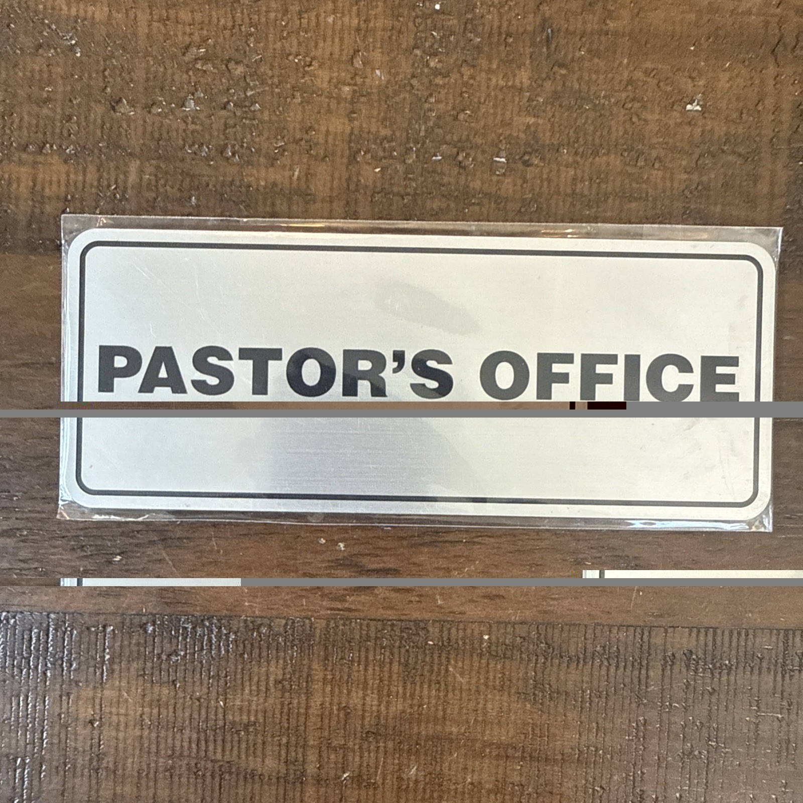 Standard Pastor&rsquo;s Office Sign Brushed Silver – Medium 2-3/4&Prime; X 7&Prime;