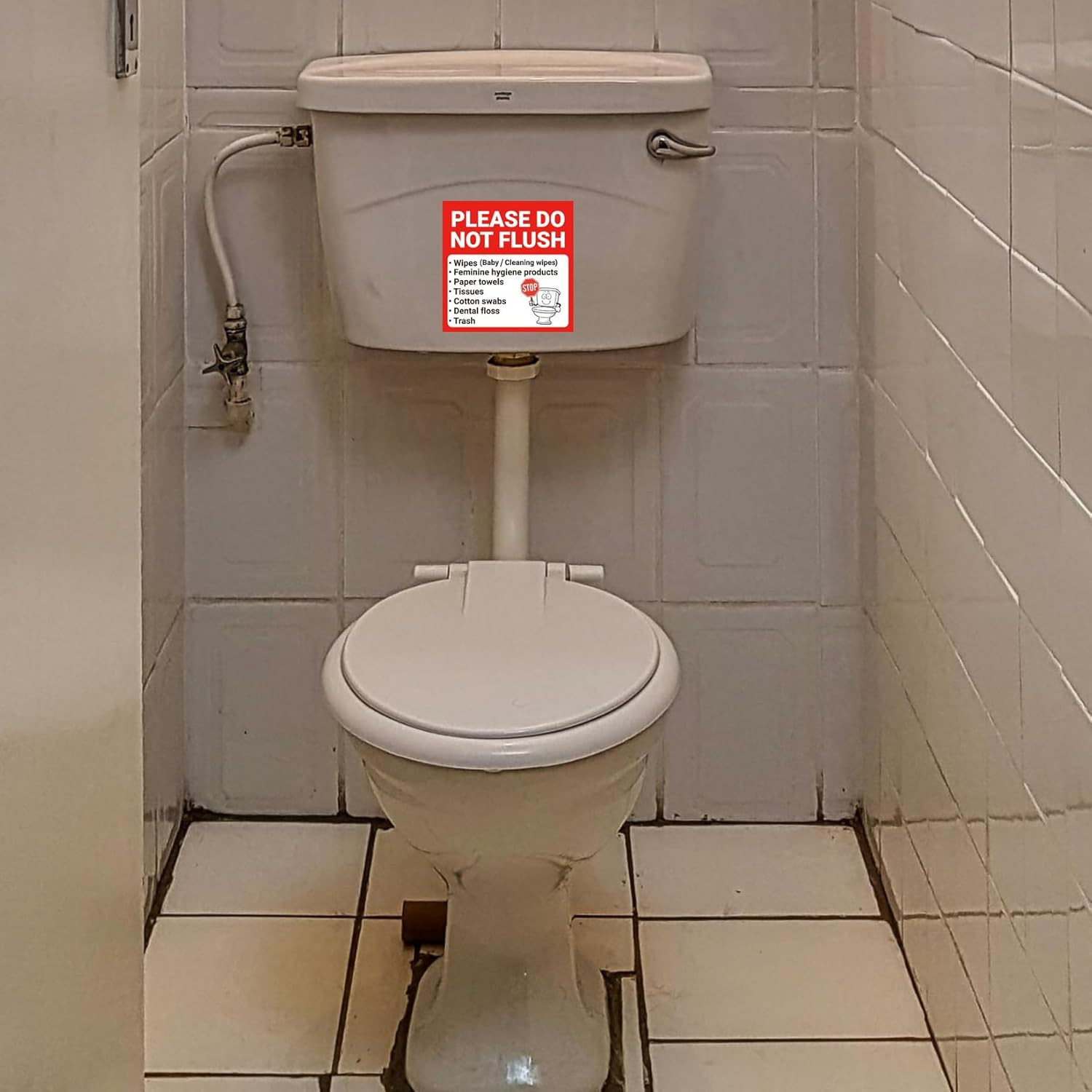 10 Pack Please Do Not Flush Sign Stickers 6×6 Inch Self-Adhesive for Restrooms H
