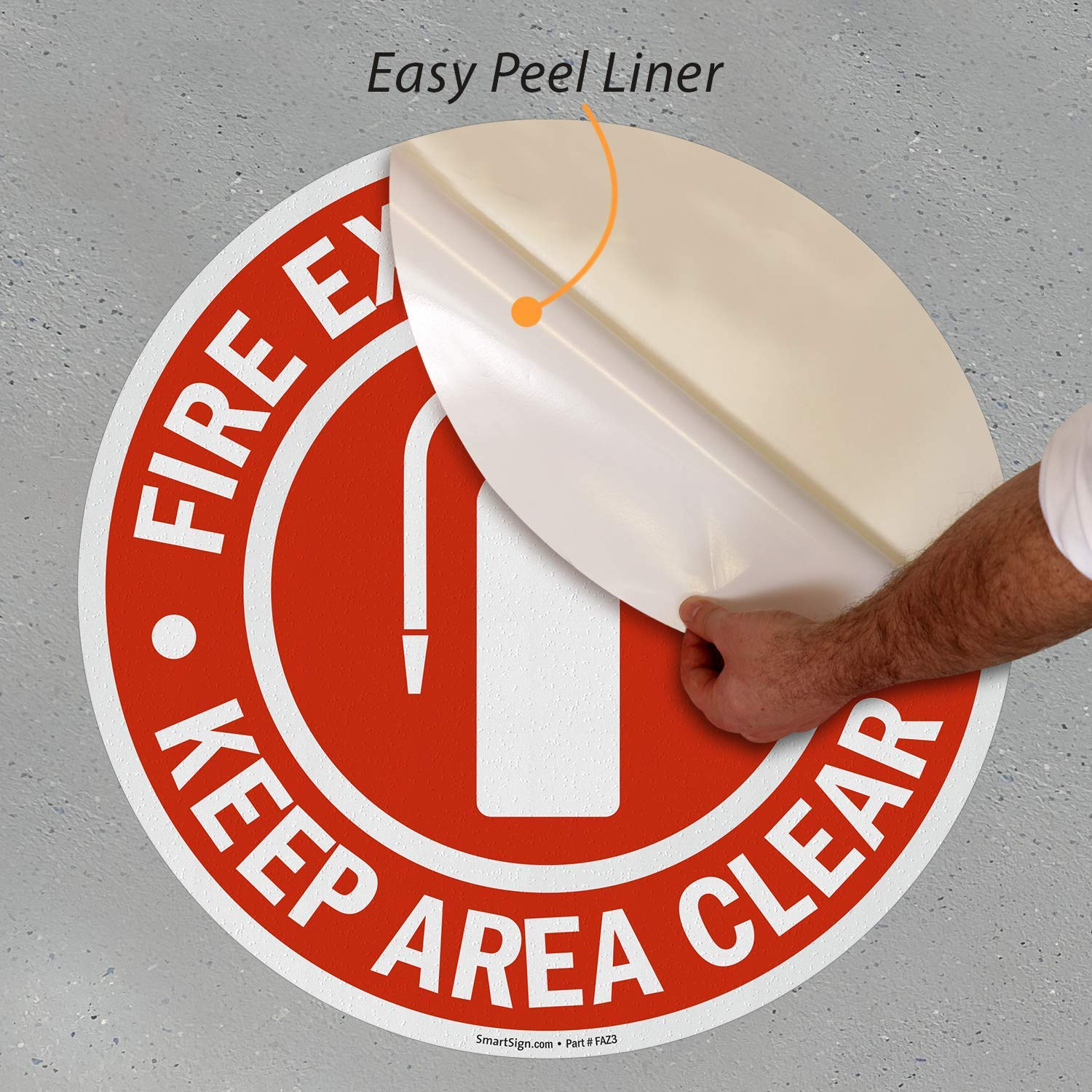 “Fire Extinguisher – Keep Area Clear” anti Slip Adhesive Floor Sign | 24&Prime; X 24&Prime;