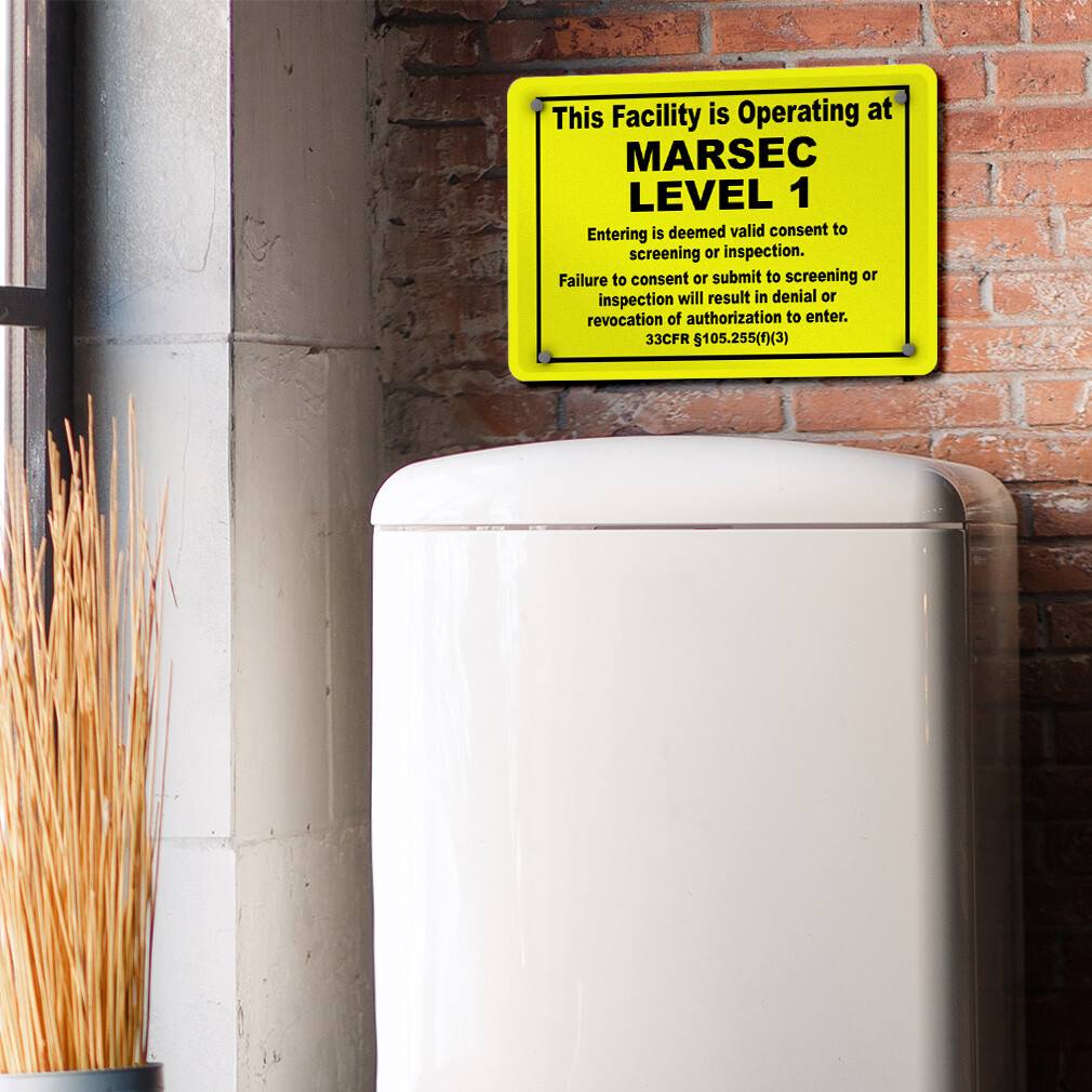 Horizontal Metal Sign This Facility Is Operating at Marsec Level 1 Maritime