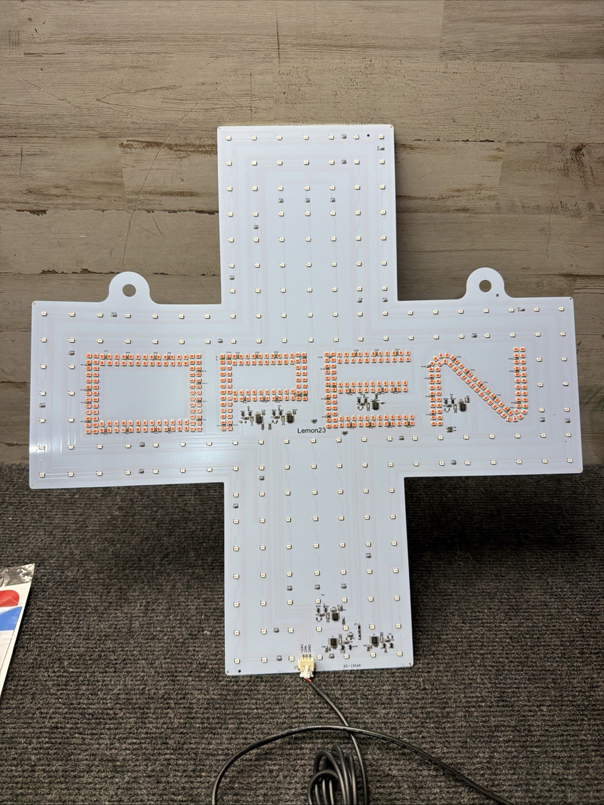 LED Illuminated Open Sign Green Red Cross Business Storefront (NO CONTROLLER)