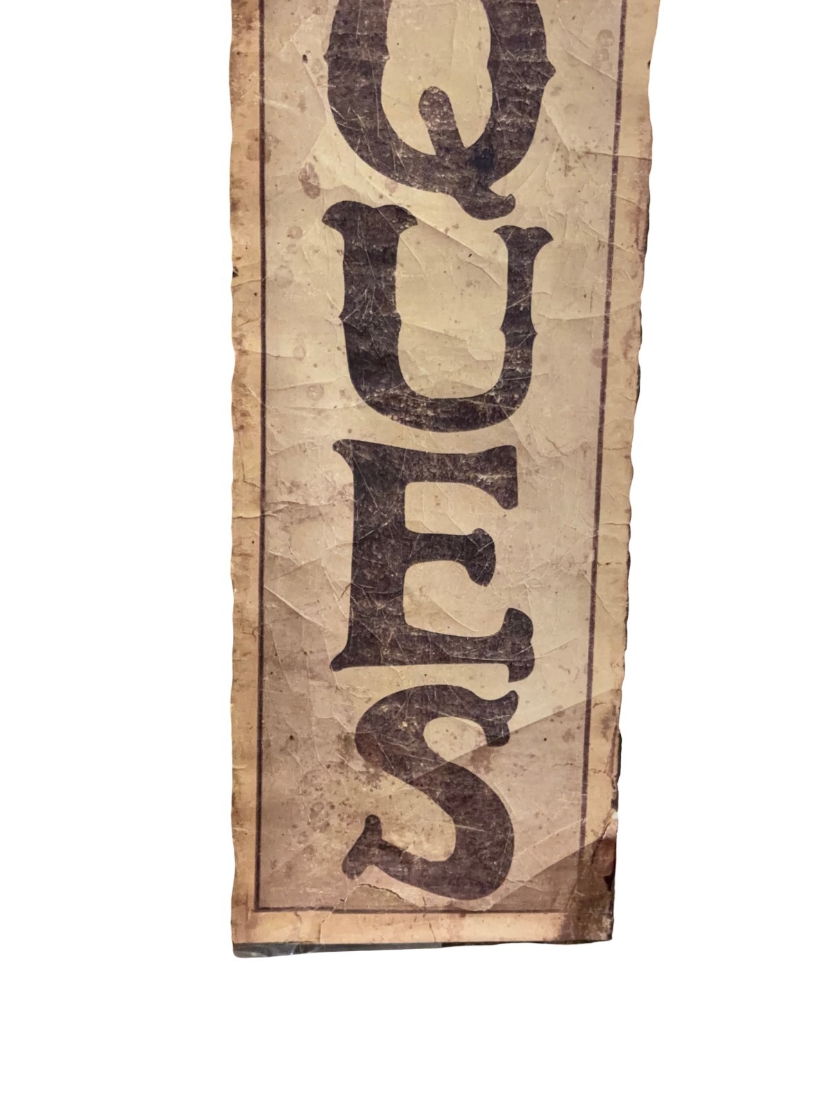 Vintage Antique Paper Roll Down Banner Sign Western Style Font Block Letters 5ft