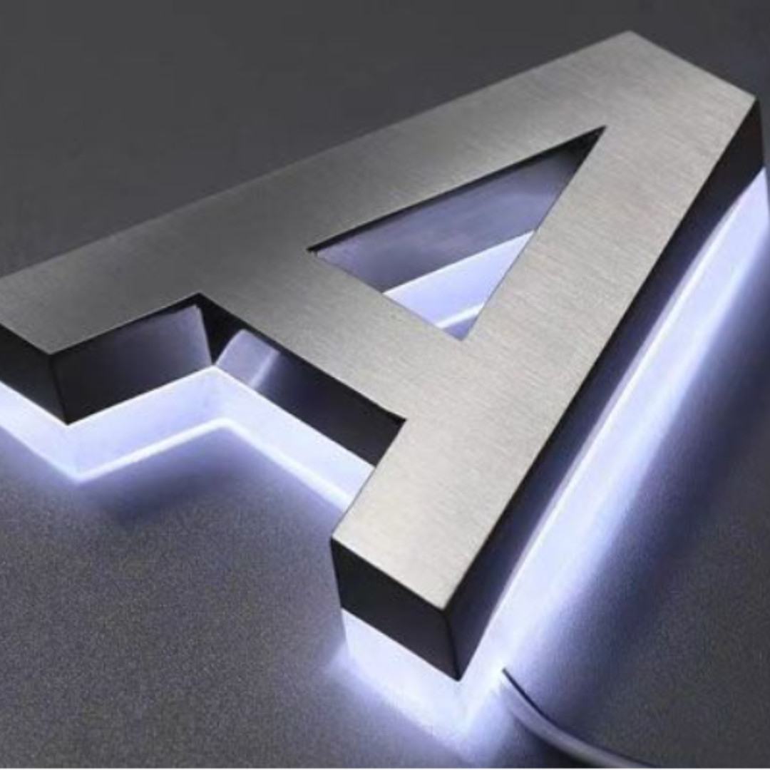 Custom Business Signage LED Metal 3D Letter Backlit Stainless Storefront 3D Sign