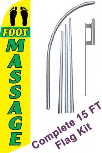 FOOT MASSAGE Banner Flag Sign Windless Complete Kit Tall Business 2.5