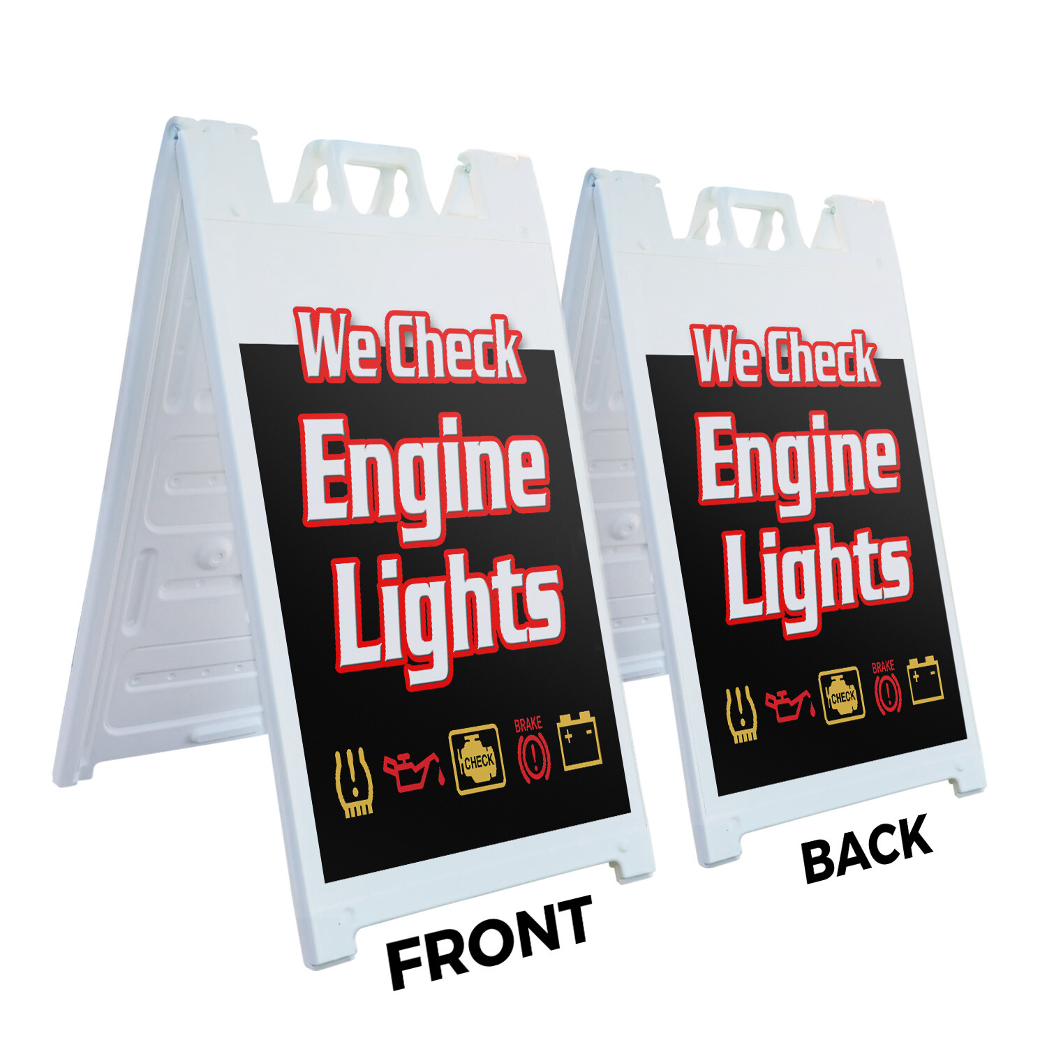 A-frame Sidewalk We Check Engine Lights 24&Prime; x 36&Prime; Double Sided A-Frame Sidewalk